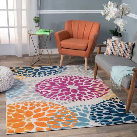 World Rug Gallery Modern Floral Circles Design 3'1'' x 5' Multi Area Rug 9099MULTI3X5